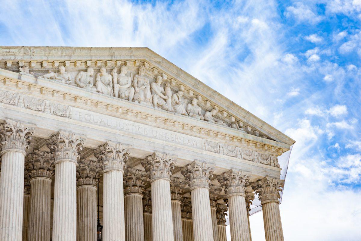Detail of the United States Supreme Court building in Washington, DC