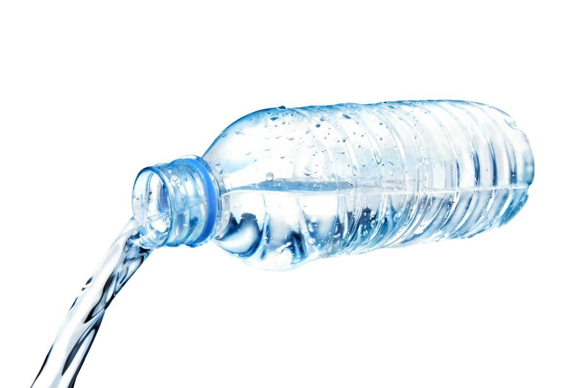bottled water flowing.